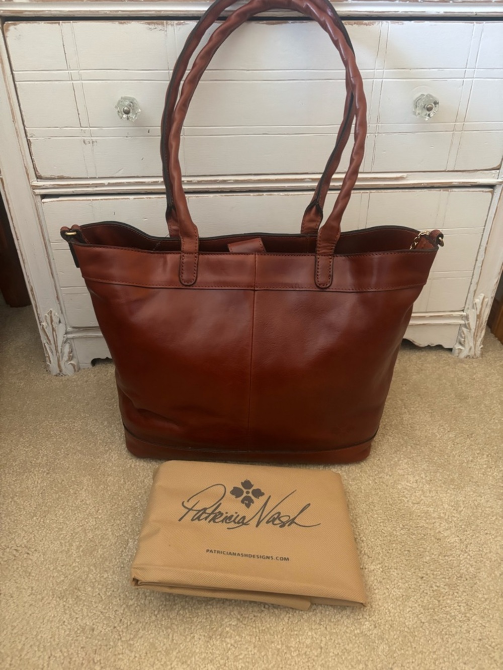 Patricia Nash Gorgeous Leather Tote in Cinnamon color